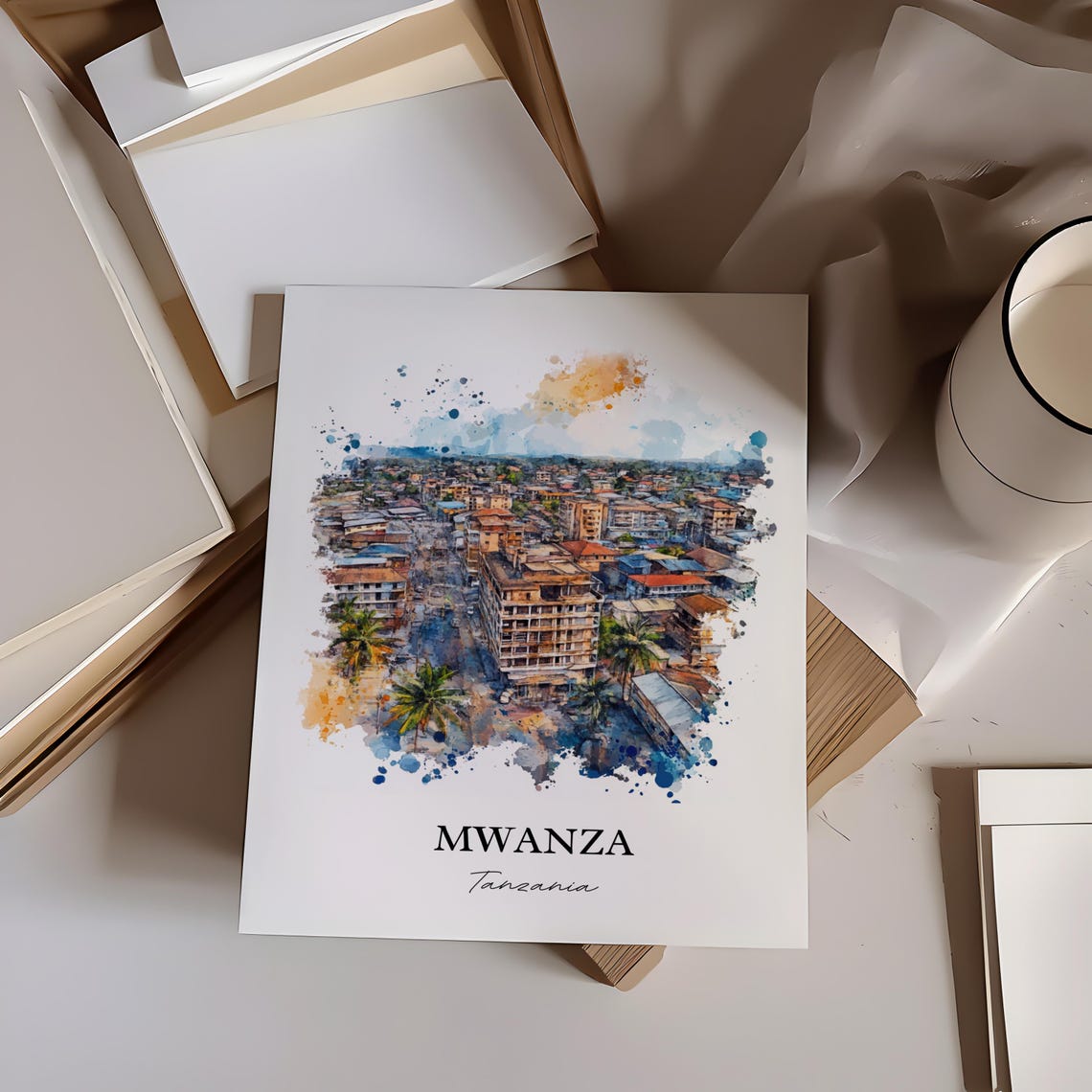 Mwanza Wall Art Tanzania Print Watercolor Gift Travel Poster Housewarming - Image 3