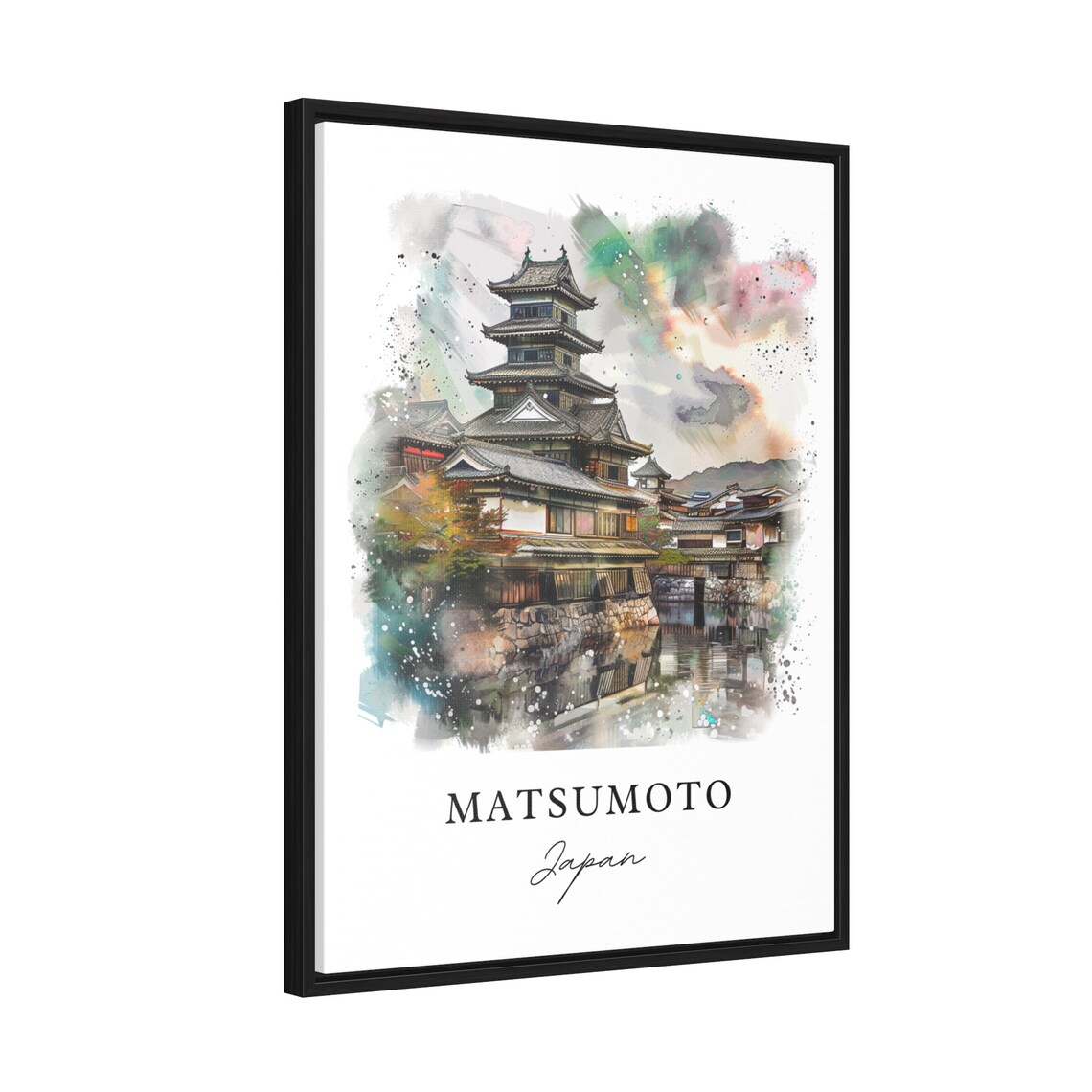 Matsumoto Japan Castle Black Fortress Watercolor Travel Poster - Image 2