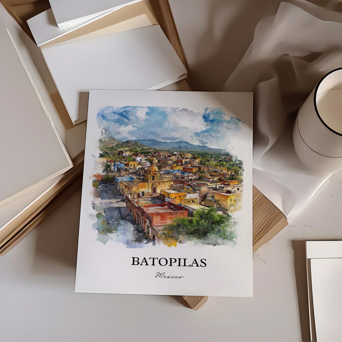 Batopilas Mexico Copper Canyon Village Watercolor Travel Poster - Image 2