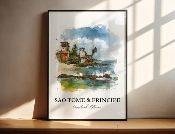 Sao Tome And Principe Art So Tom Print Africa Watercolor Gift Travel Poster Housewarming