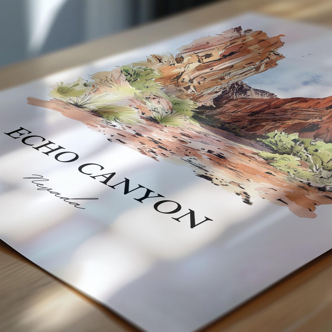 Echo Canyon Nevada Red Rock Canyon Watercolor Desert Travel Poster - Image 6