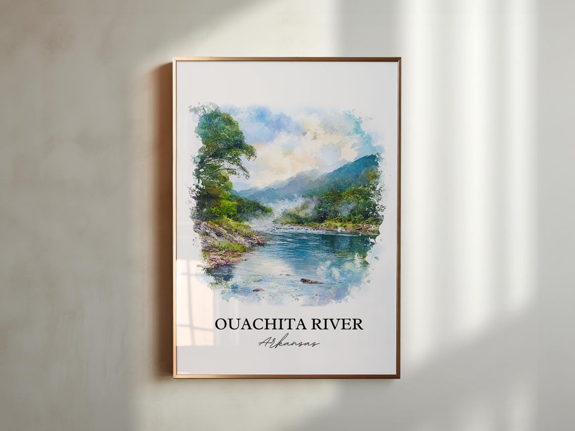 Ouachita River Arkansas Forested Rapids Watercolor River Poster - Image 5