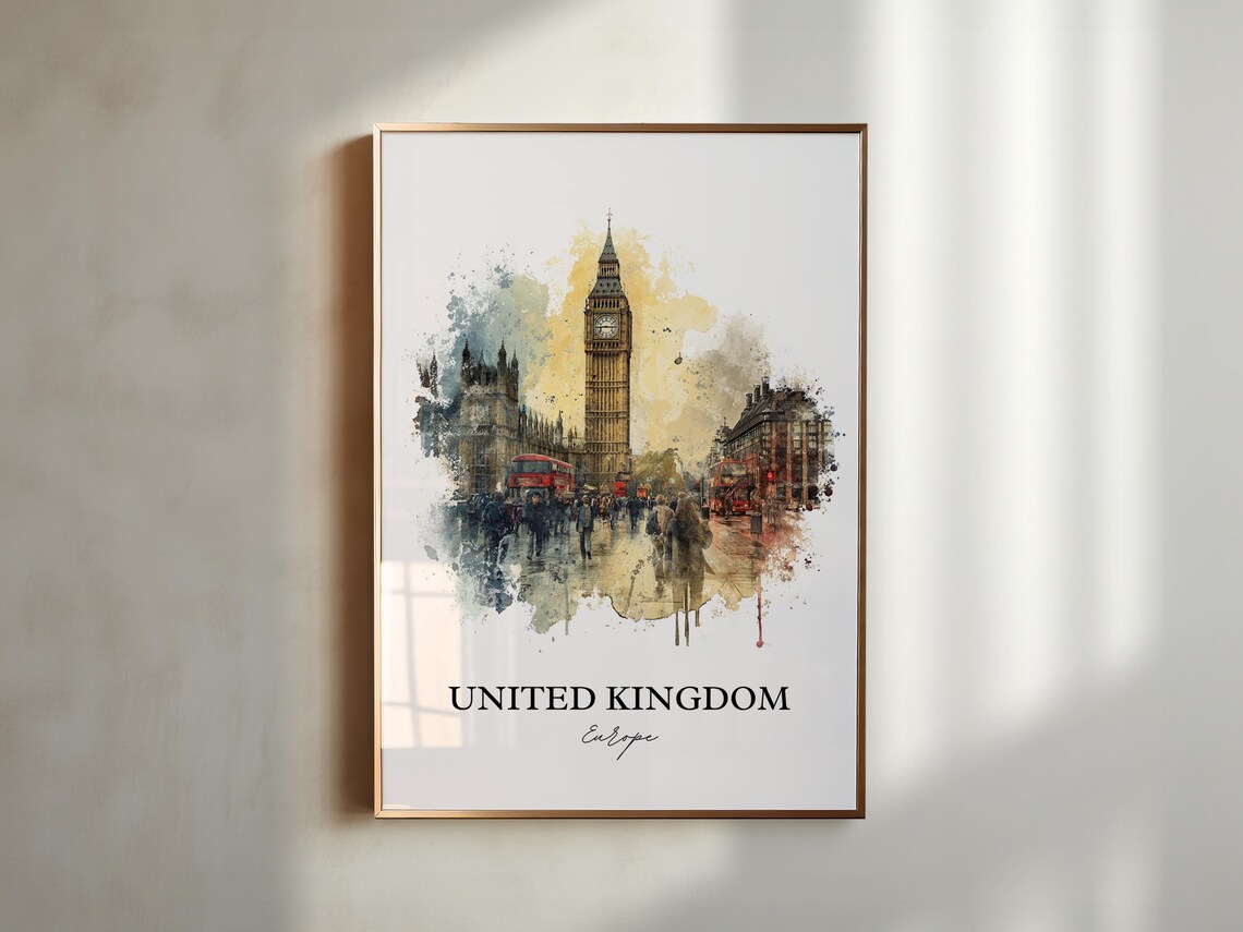United Kingdom London Big Ben Watercolor Travel Landmark Poster - Image 5
