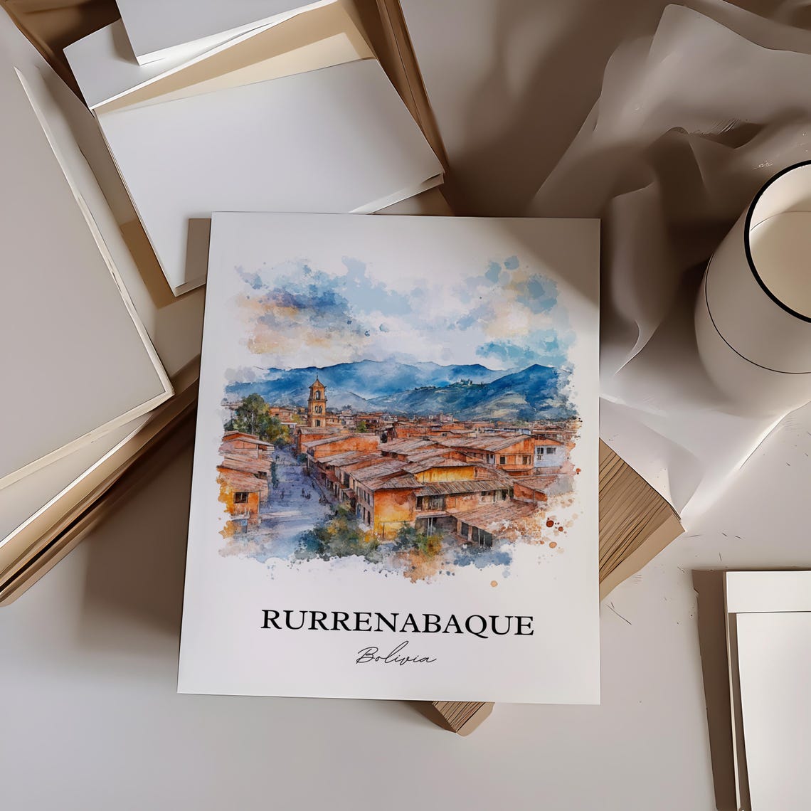 Rurrenabaque Wall Art Beni River Print Bolivia Watercolor Gift Travel Poster Housewarming - Image 3