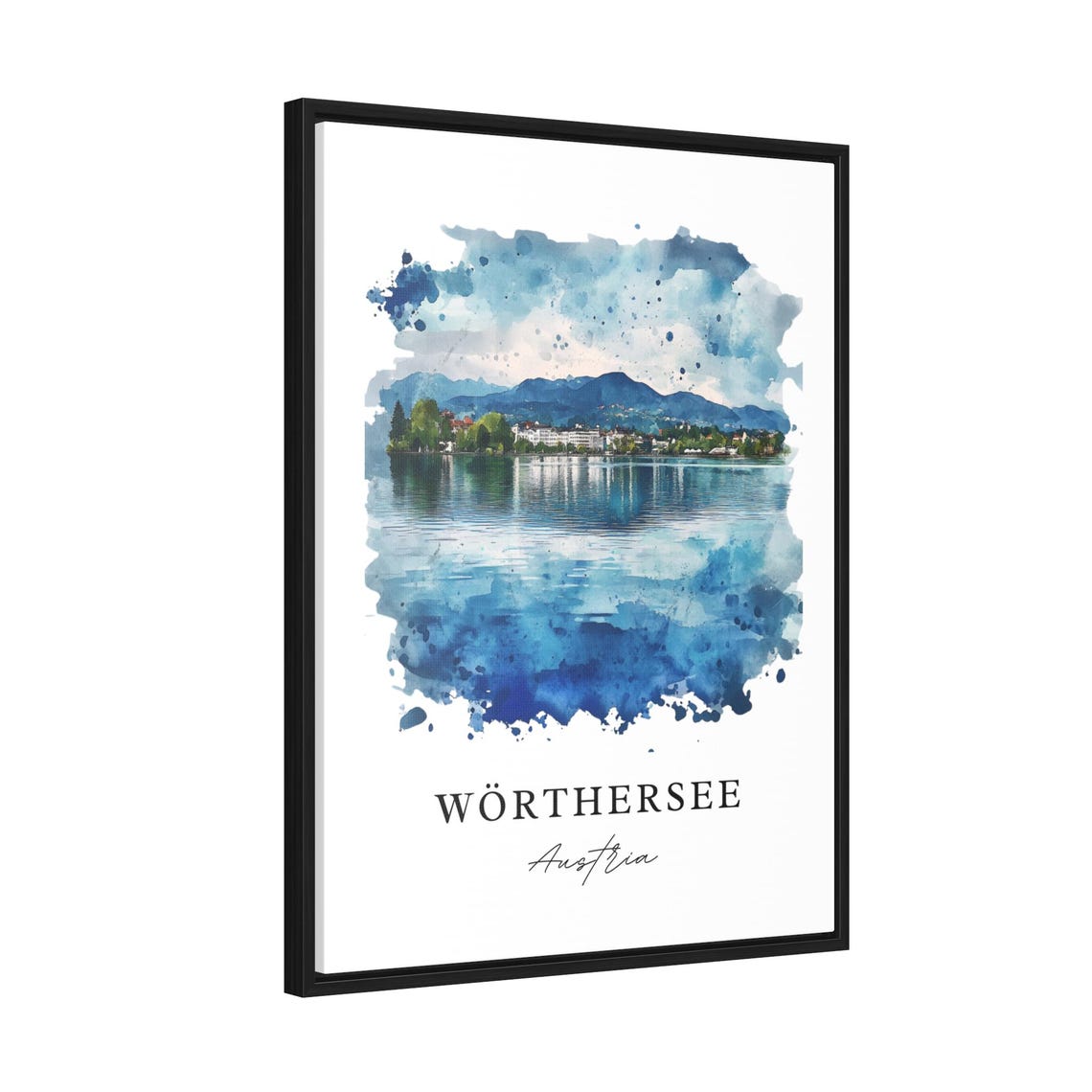 Worthersee Austria Alpine Lake Mountains Watercolor Travel Poster - Image 2