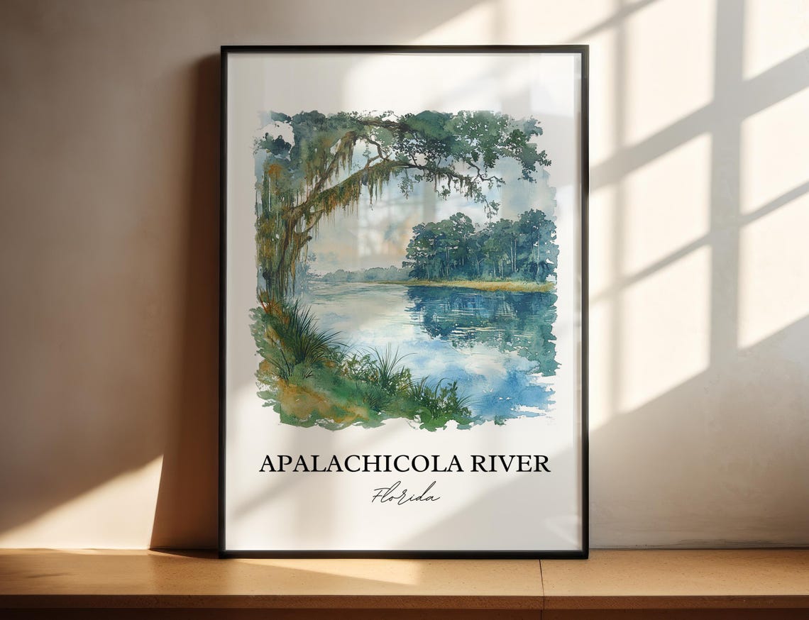 Apalachicola River Florida Mossy Oaks Watercolor River Poster