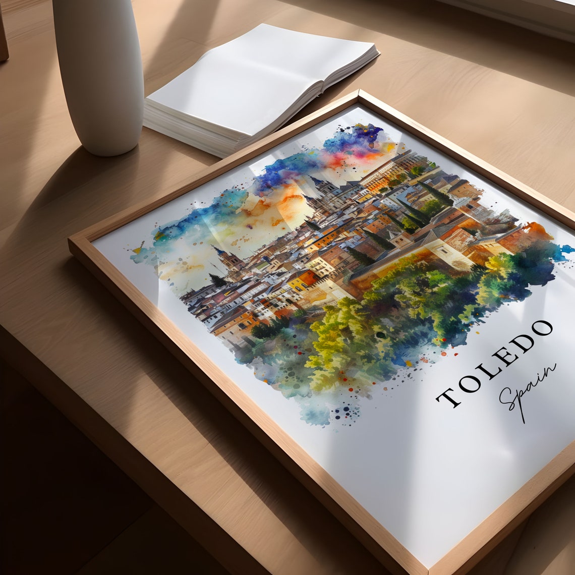 Toledo Spain Historic Cityscape Cathedral Watercolor Castle Poster - Image 5