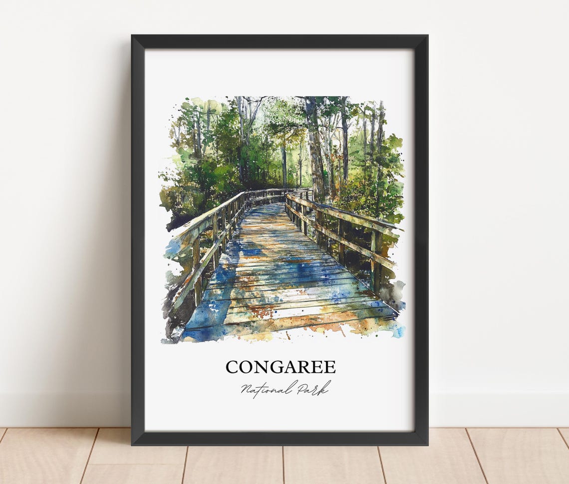 Congaree National Park South Carolina Shaded Boardwalk Art Poster - Image 2