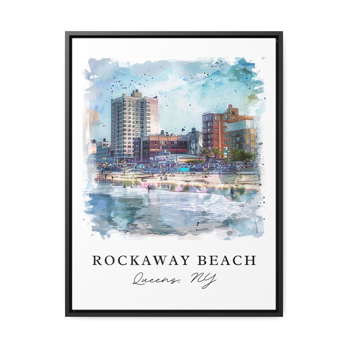 Rockaway Beach Queens New York Boardwalk Watercolor Coastal Art Poster - Image 3