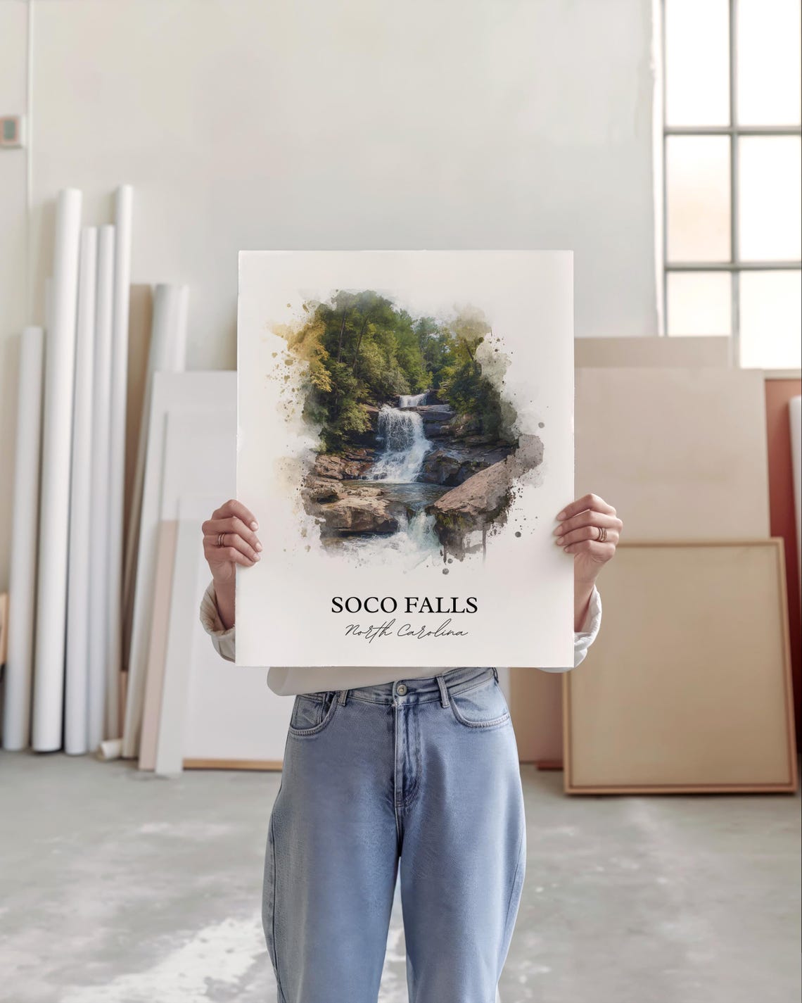 Soco Falls North Carolina Blue Ridge Mountain Waterfall Travel Poster - Image 5