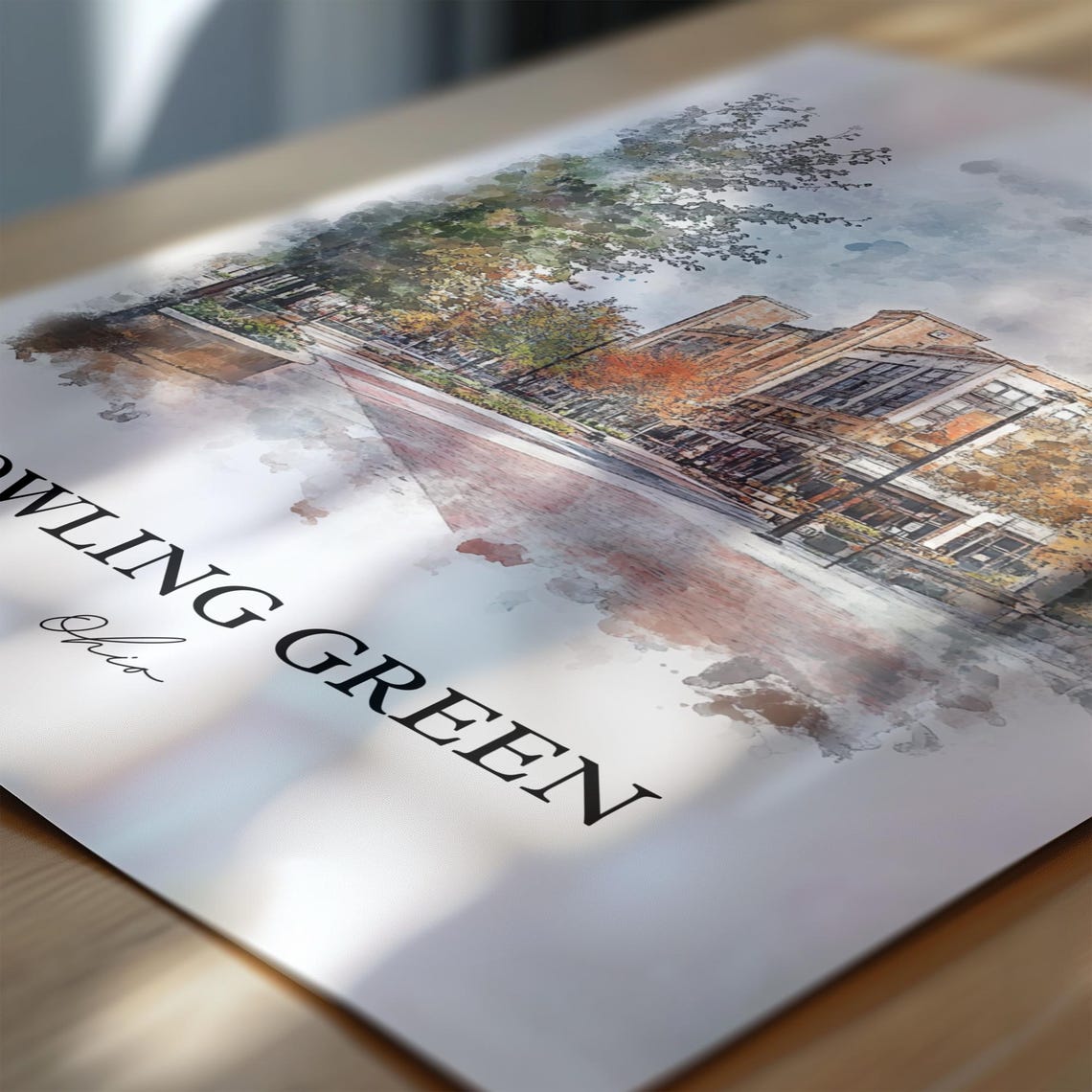 Bowling Green Ohio Downtown Plaza Watercolor Hometown Art Poster - Image 6