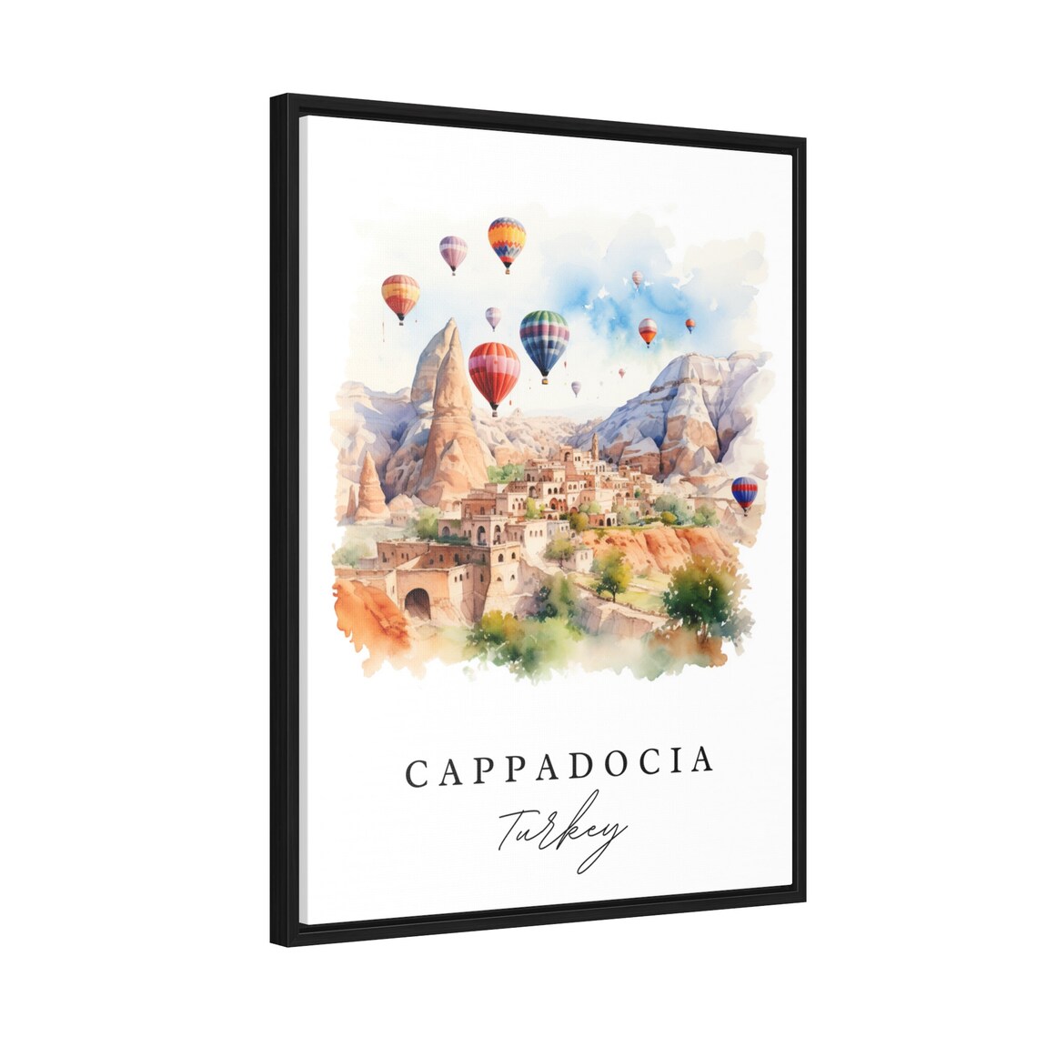 Cappadocia Turkey Watercolor Art Hot Air Balloons Fairy Poster - Image 2