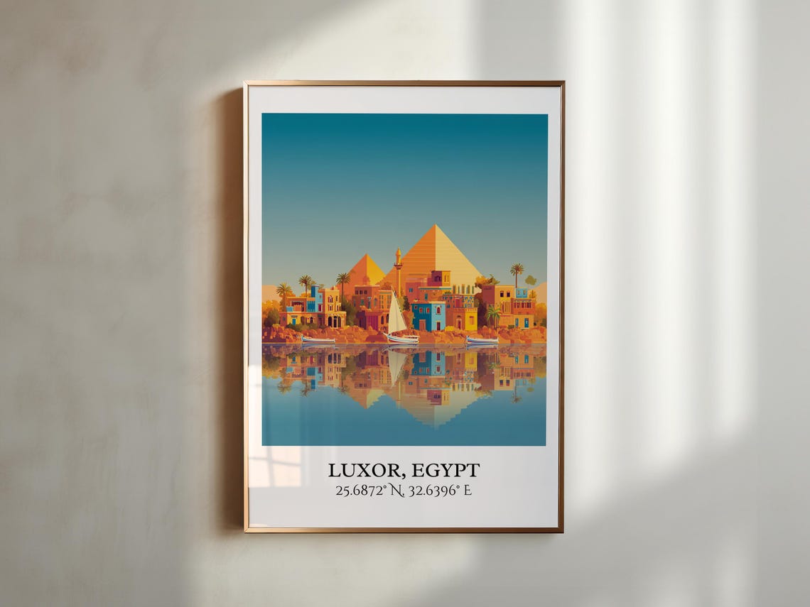 Luxor Egypt Art Retro Travel Home Decor Gift Egyptian Prints Housewarming - Image 4