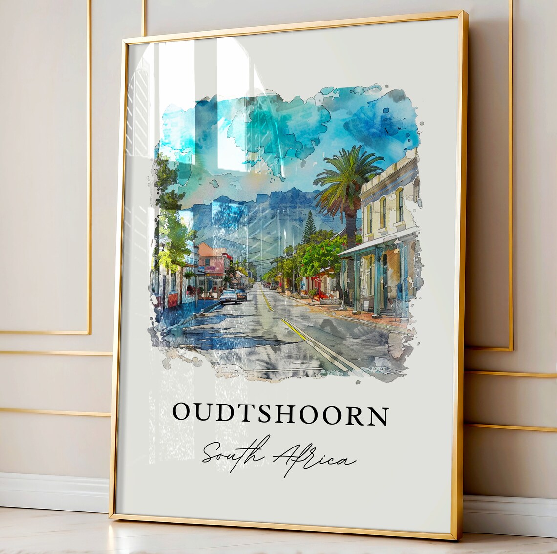 Oudtshoorn South Africa Klein Karoo Street Watercolor Art Poster - Image 4