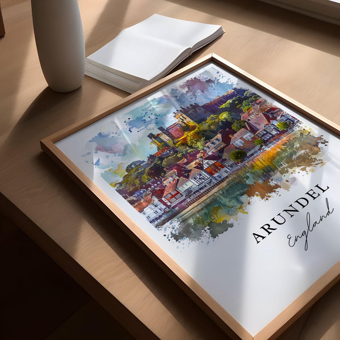 Arundel England Castle Rising Above Old Town Watercolor Poster - Image 5