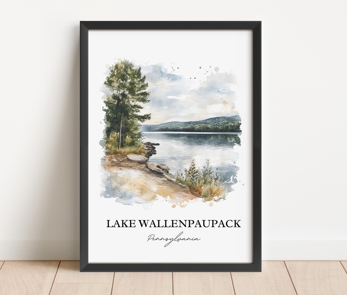 Lake Wallenpaupack Pennsylvania Shoreline Watercolor Travel Poster - Image 4