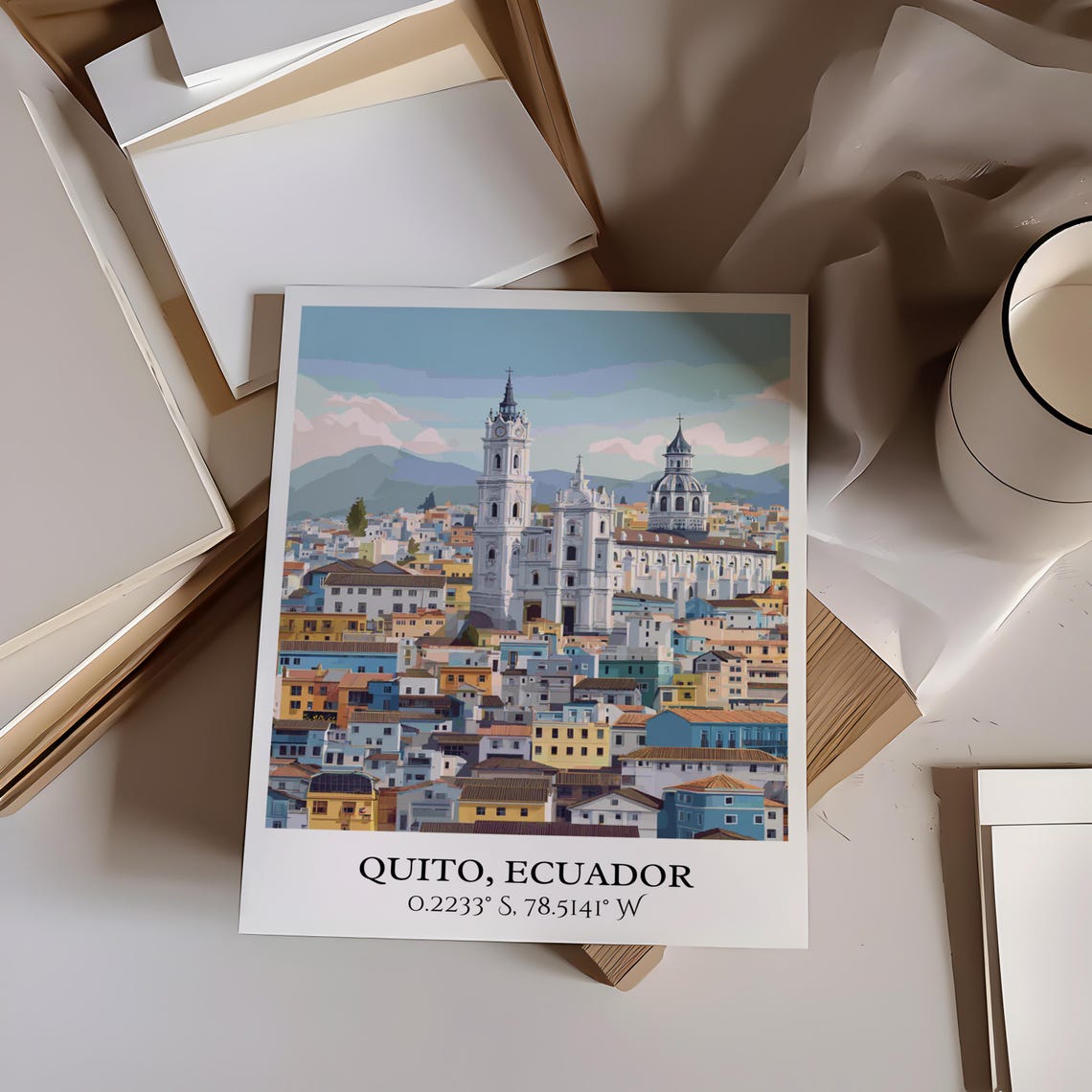 Quito Ecuador Cathedral Old Town Andes Mountains Travel Poster - Image 2