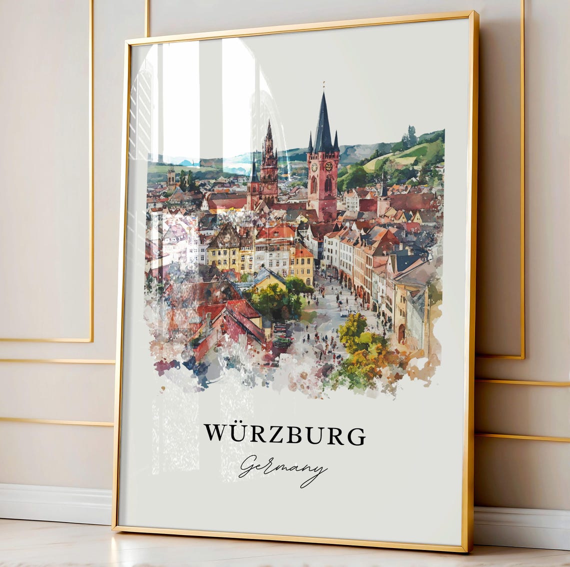 Wurzburg Bavaria Watercolor Travel Poster Art Print - Image 4