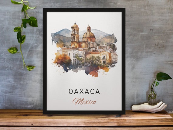 Oaxaca Traditional Travel Art Mexicio Oaxaca Poster Wedding Gift Birthday Present Custom Text Personalised Gift