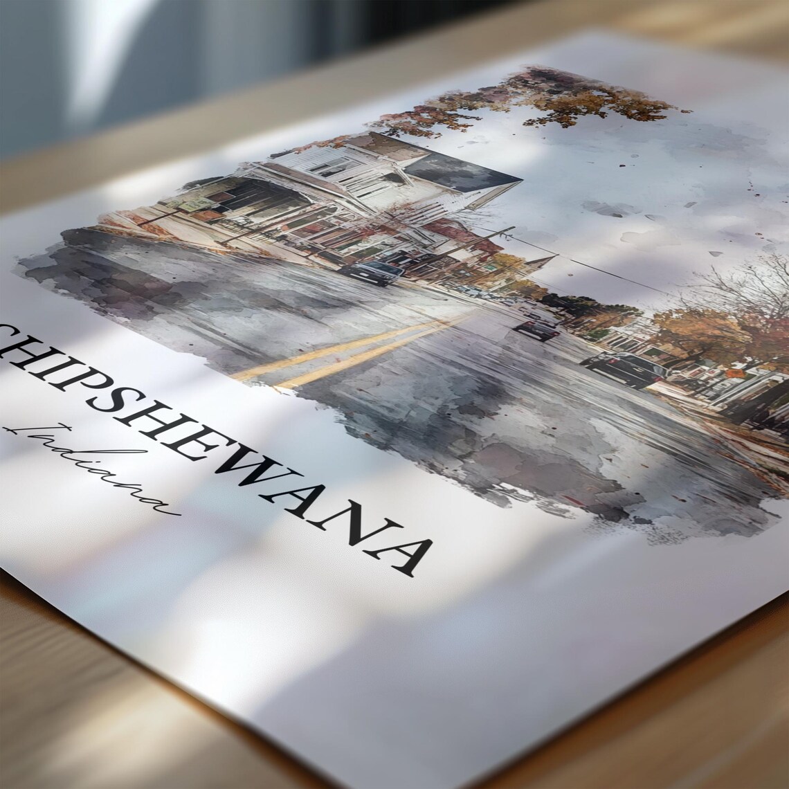 Shipshewana Indiana Main Street Autumn Watercolor Travel Gift Poster - Image 6