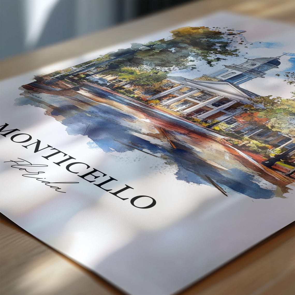 Monticello Florida Historic Courthouse Watercolor Travel Gift Poster - Image 6