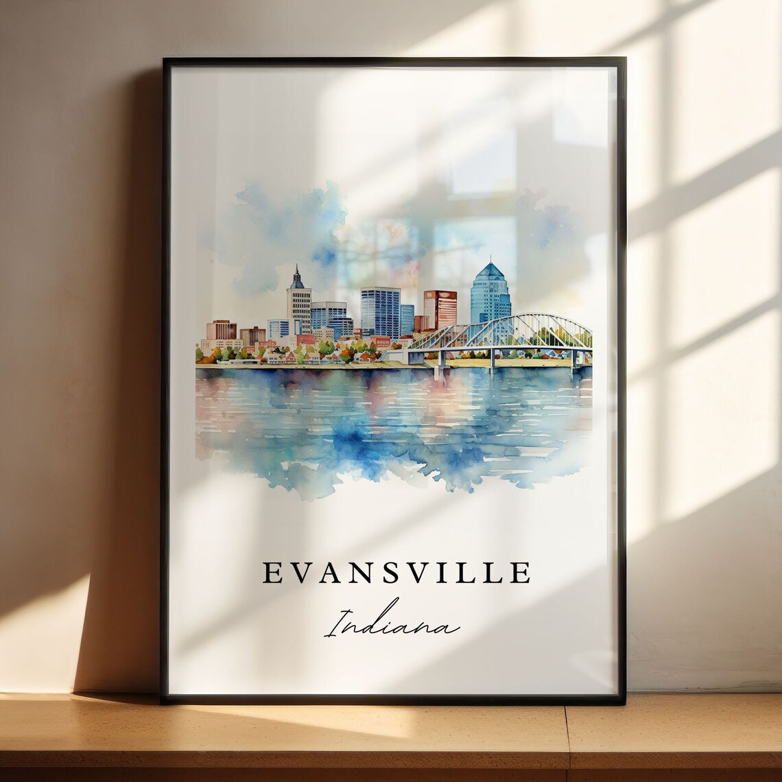Evansville Traditional Travel Poster, Illinois