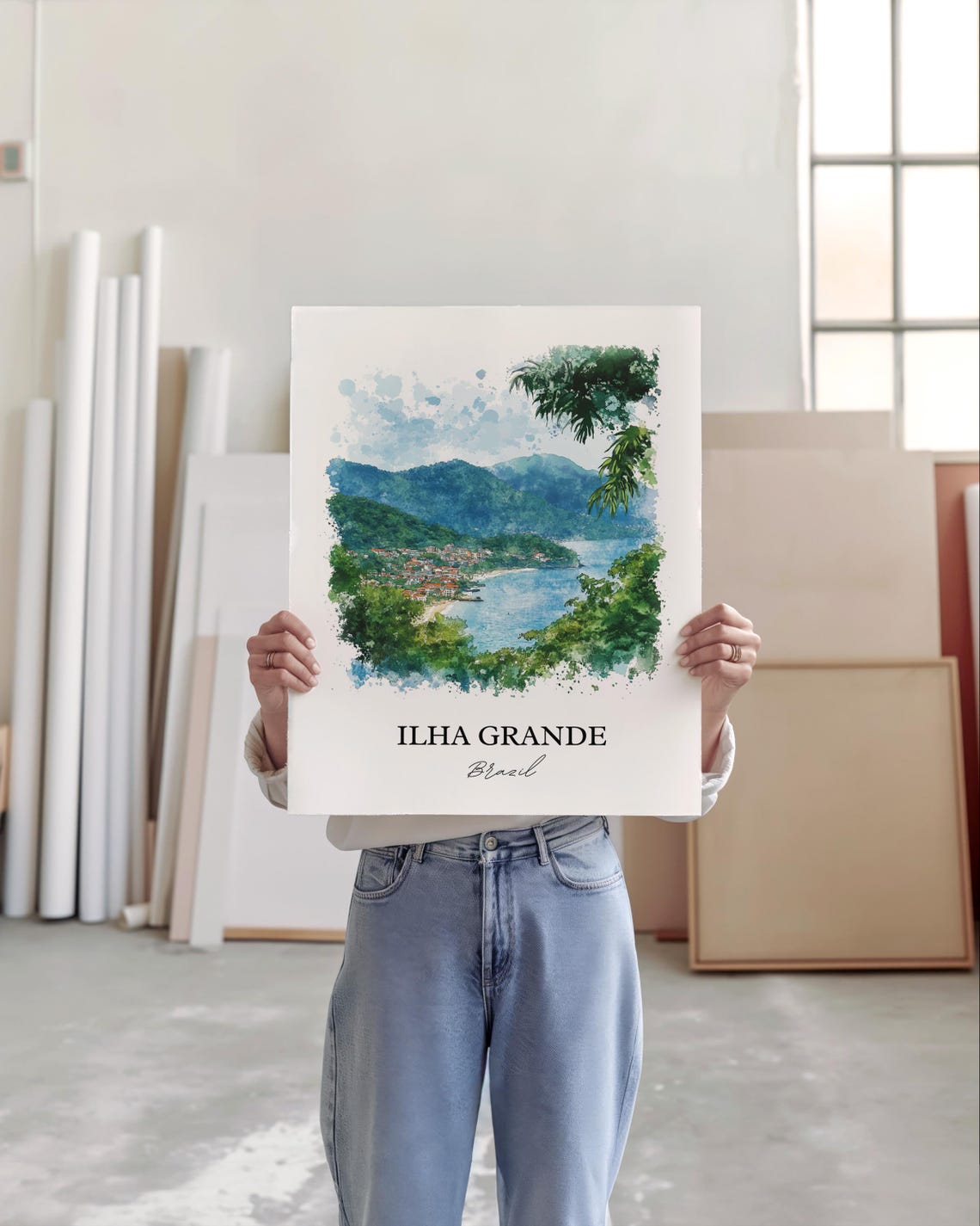 Ilha Grande Brazil Island Bay Watercolor Tropical Coast Scene Poster - Image 4