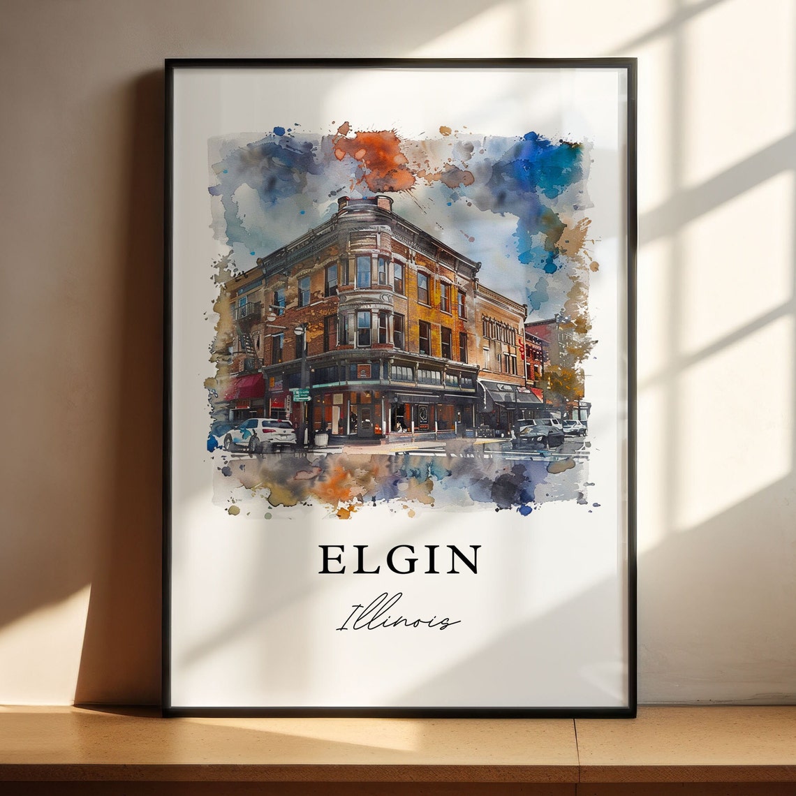 Elgin Illinois Grand Historic Brick Corner Building Street Poster - Image 4