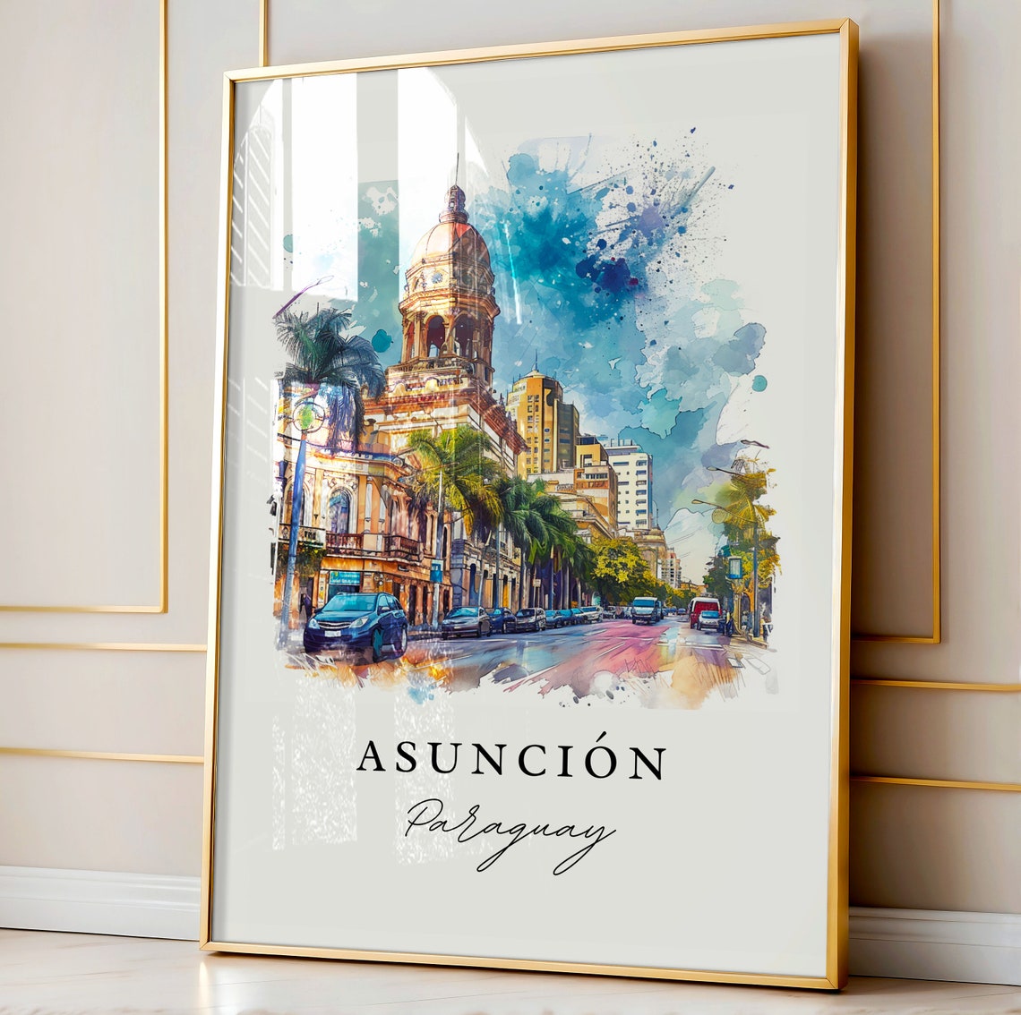 Asuncion Wall Art Paraguay Print Wedding Gift Birthday Present Custom Text Perfect - Image 4