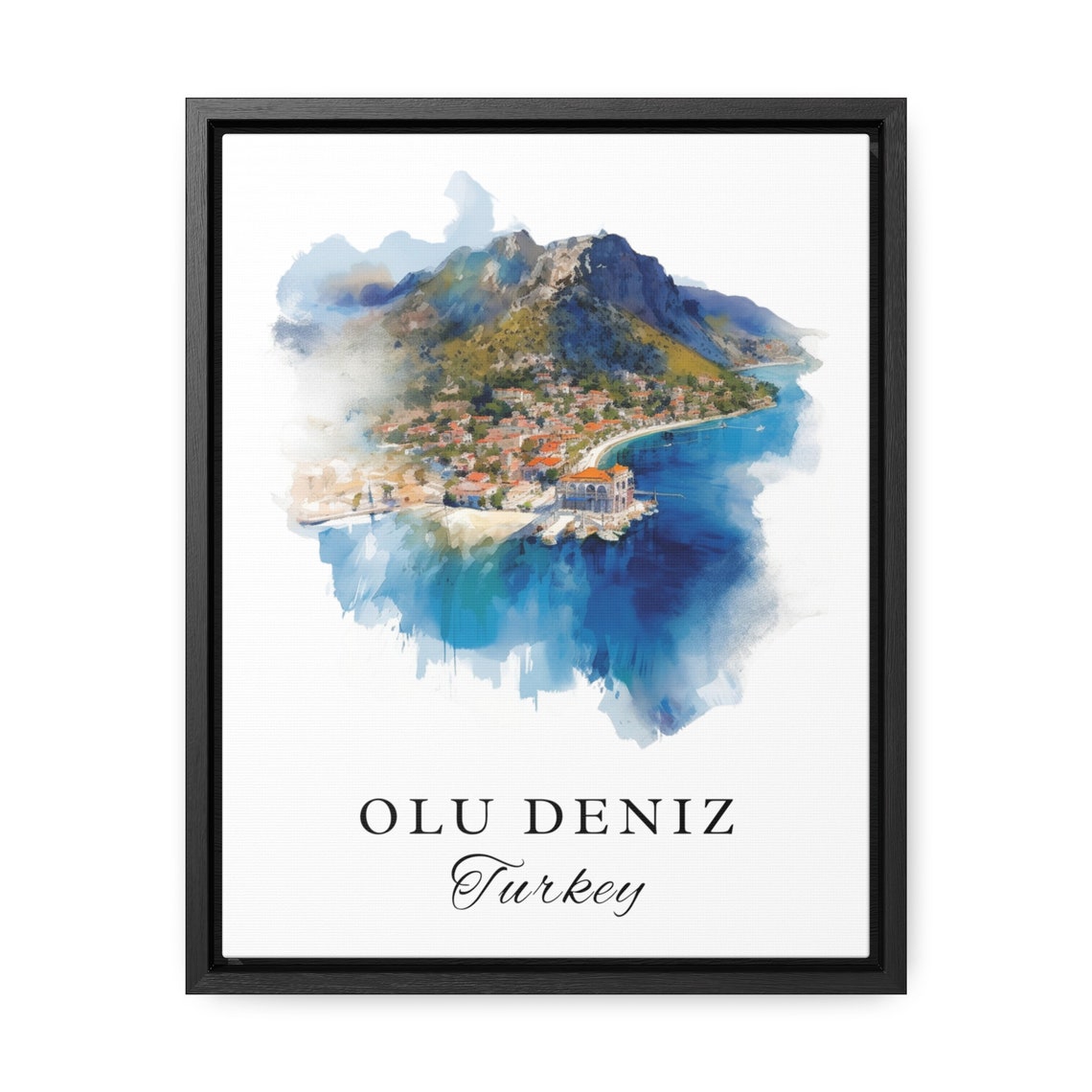 Olu Deniz Turkey Watercolor Turquoise Lagoon Coastal Sea Poster - Image 2