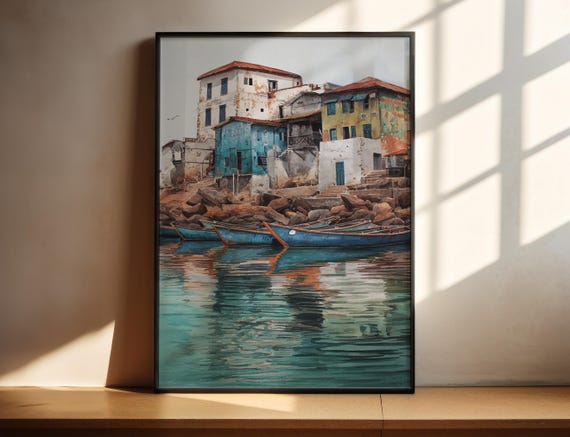 Cape Coast Ghana Watercolor Art Travel Print Artwork Decor Wall