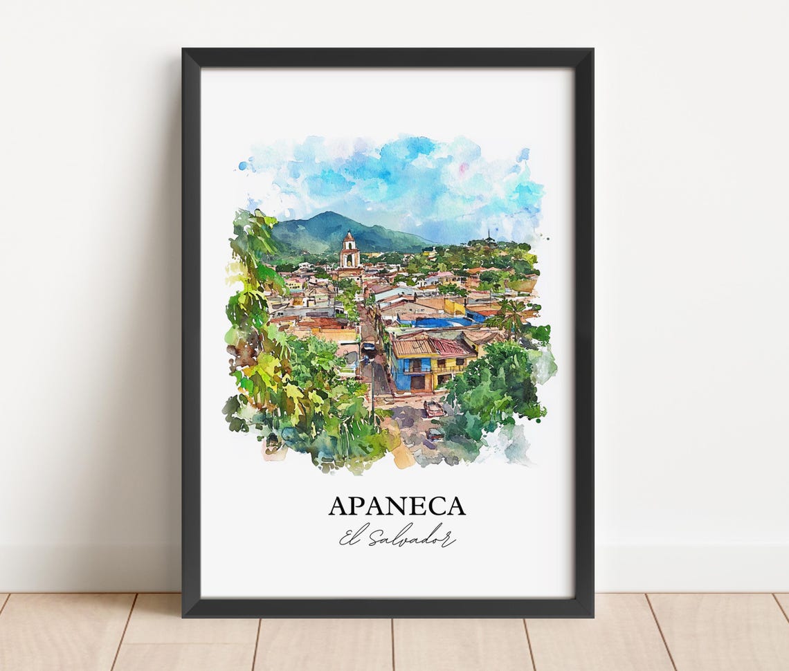 Apaneca El Salvador Colorful Watercolor Mountain Town Art Poster - Image 2