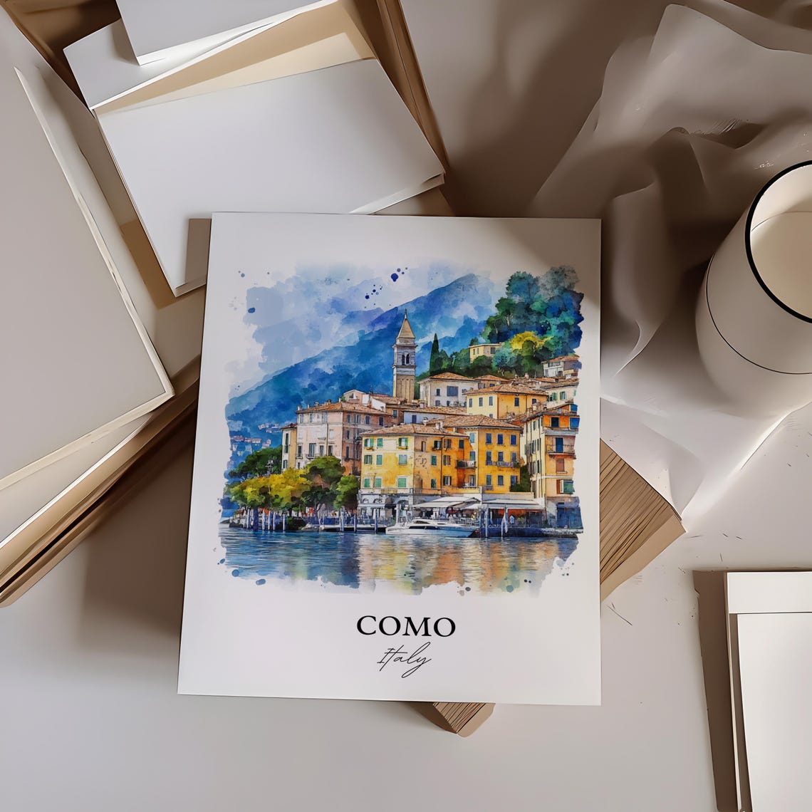 Como Italy Watercolor Lake Travel Poster - Image 2
