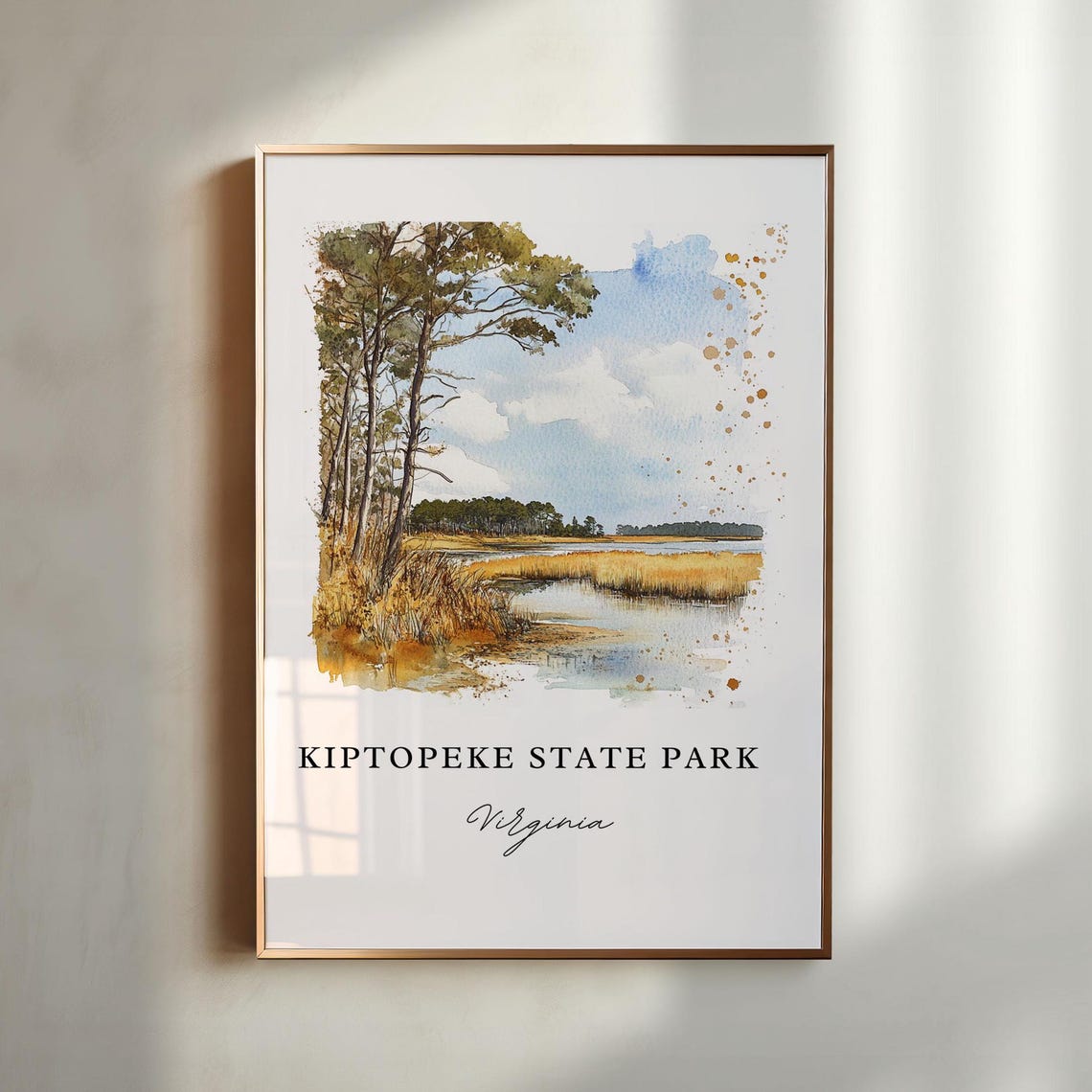 Kiptopeke State Park Virginia Marsh Pines Watercolor Nature Poster