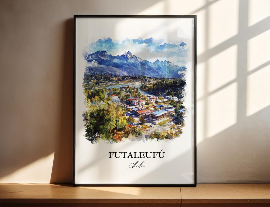 Futaleuf Chile Watercolor Travel Poster