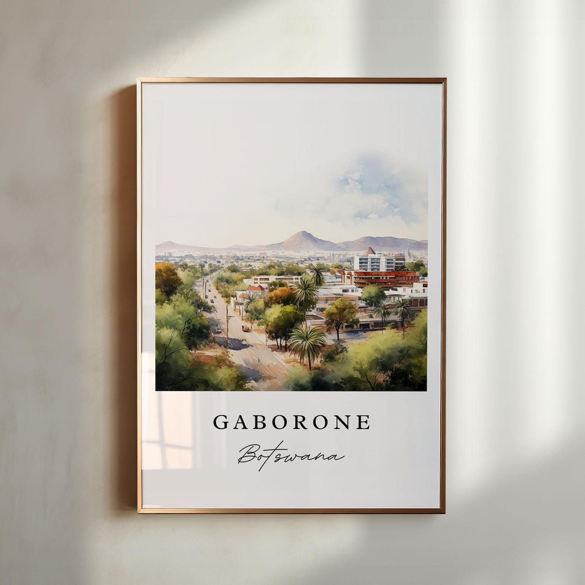 Gaborone Botswana Wall Art Poster Wedding Gift Birthday Present Custom Text Personalized