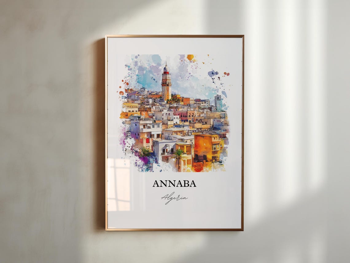 Annaba Algeria Mediterranean Coastal City Watercolor Travel Poster - Image 3