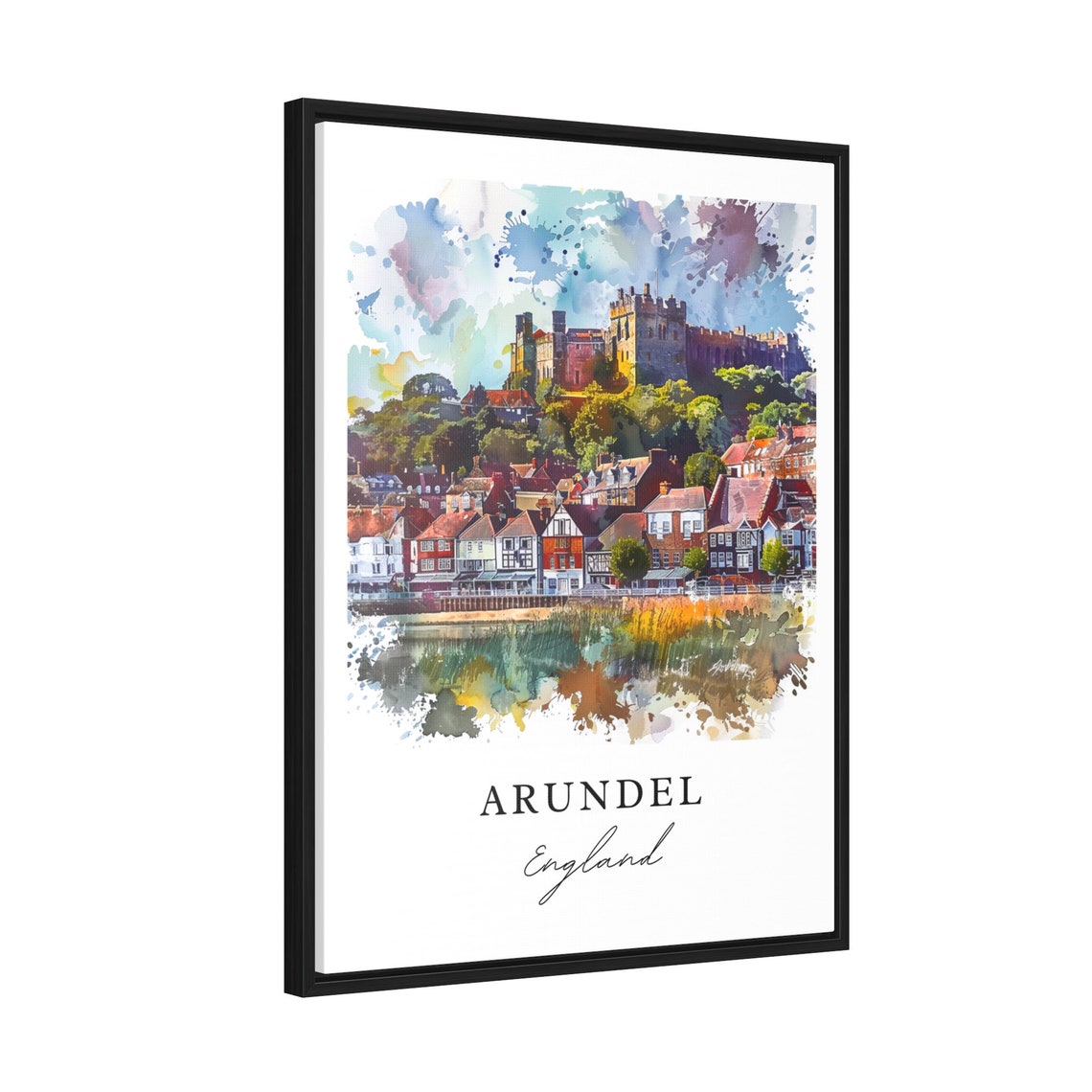 Arundel England Castle Rising Above Old Town Watercolor Poster - Image 2