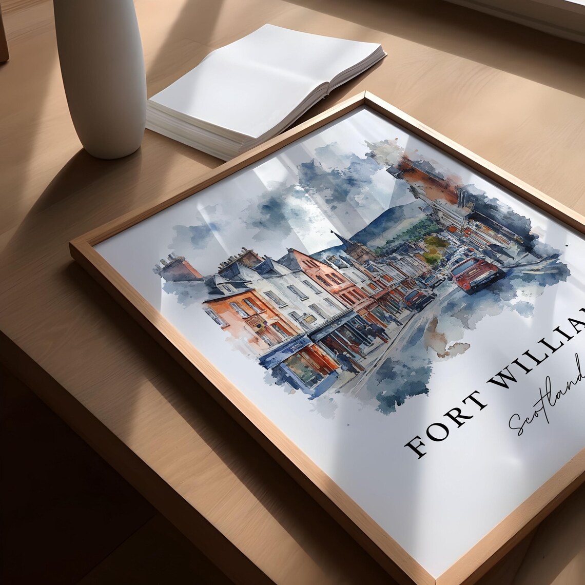 Fort William Scotland Highland Town Street Watercolor Art Poster - Image 5