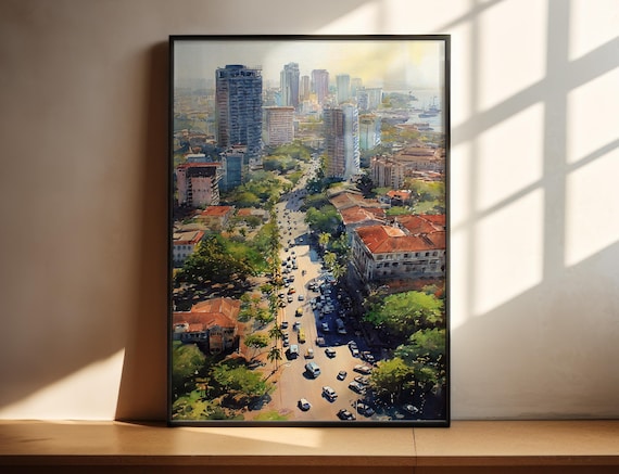 Dar Es Salaam Watercolor City Skyline Harbor Travel Wall Poster