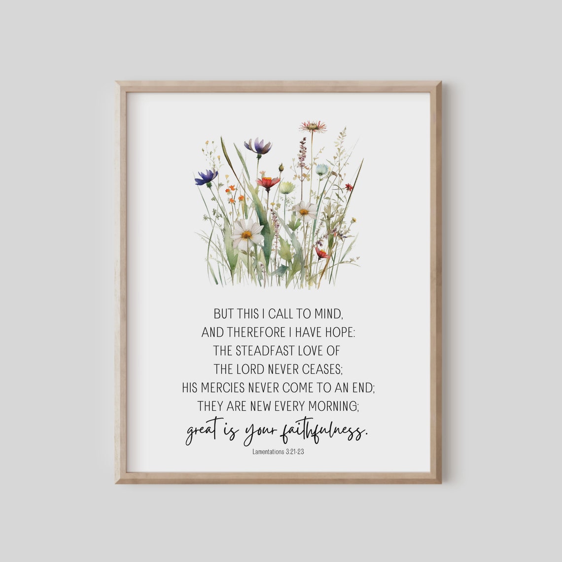 Lamentations 3:21-23 Great Is Your Faithfulness Floral Bible Poster