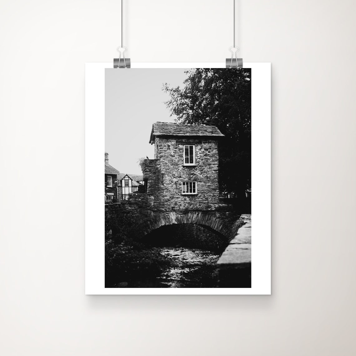 Ambleside Bridge House Black And White Stone Bridge Photo Poster