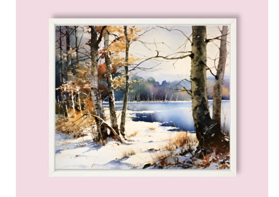 Radnor Lake Painting Nashville Lake Watercolor Art Print Tennessee Winter Landscape Wall Art Forest Lake Watercolor Art Winter Landscape Art - Image 6