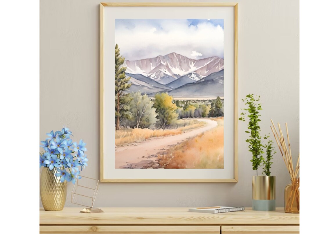 Mount Morrison Colorado Watercolor Landscape Art Print - Image 3
