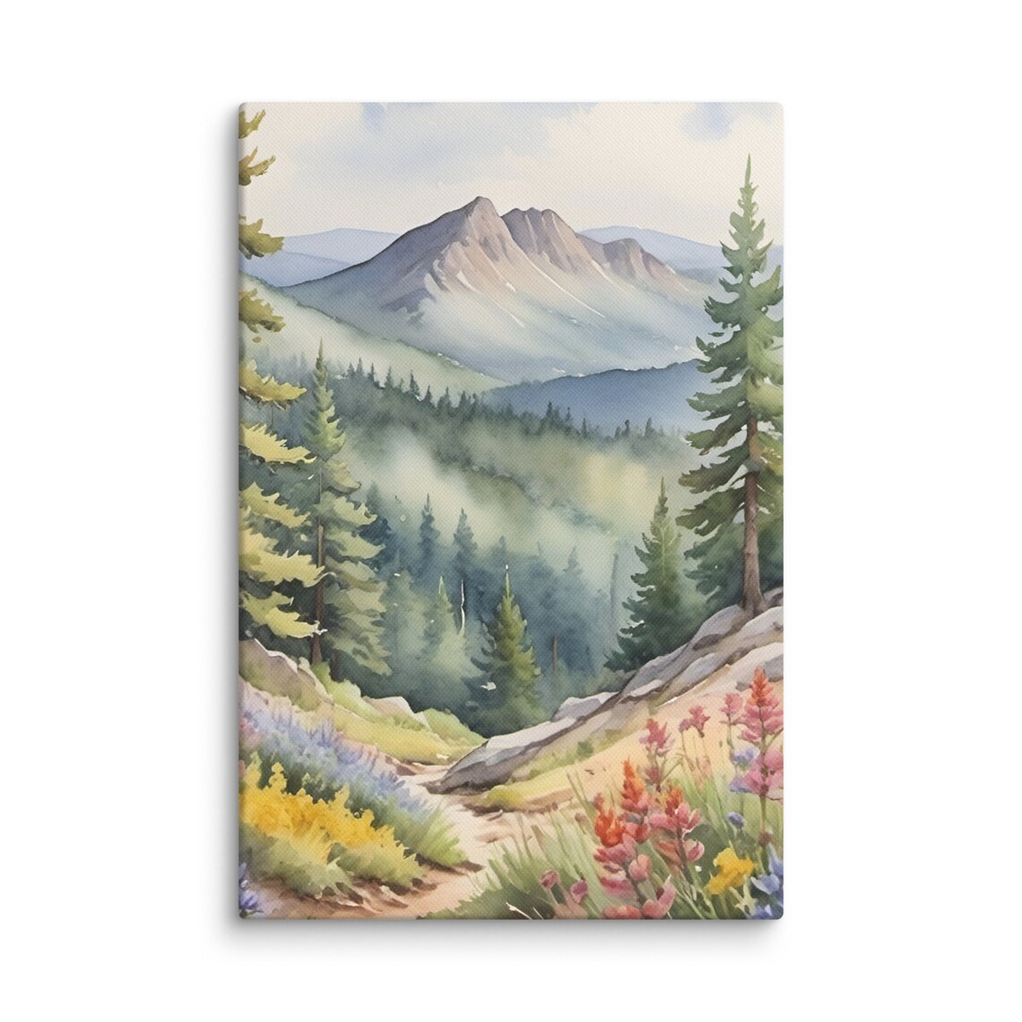 Rocky Mountain Wildflower Meadow Trail Watercolor Colorado Art Poster - Image 5