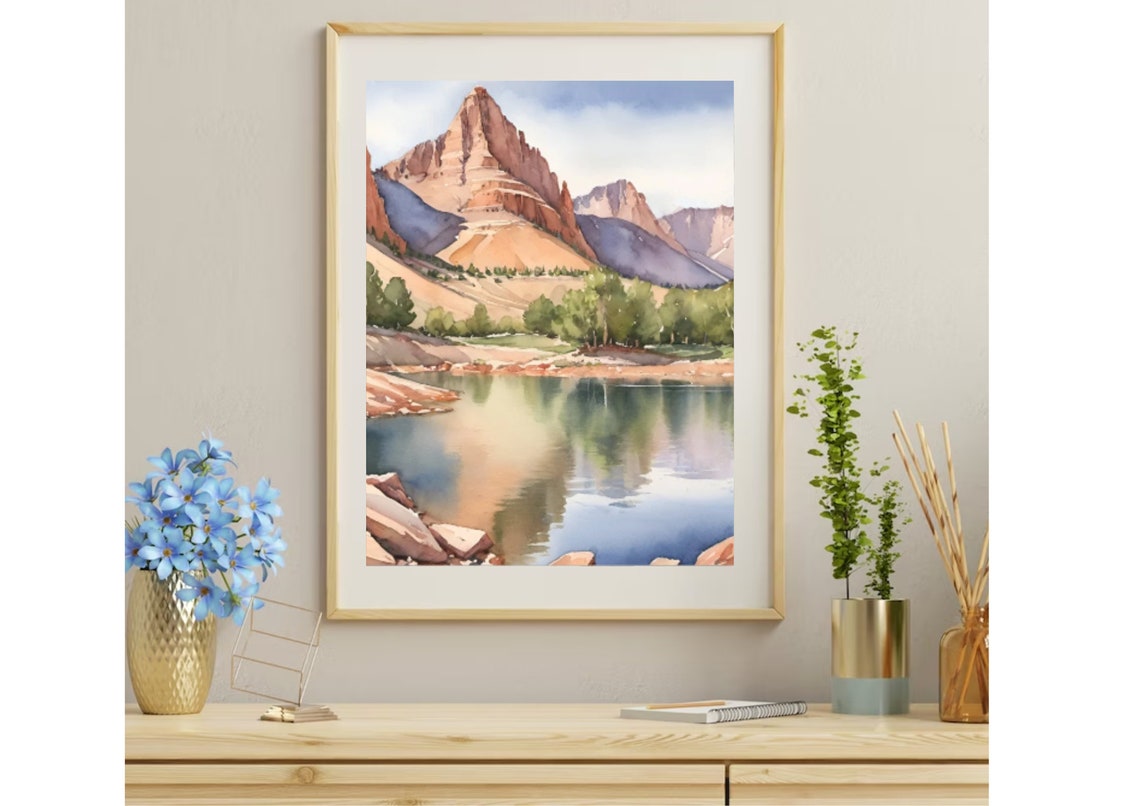 Utah Painting Sundial Peak And Lake Blanche Watercolor Art Print Utah Landscape Wall Art Mountain Lake Art Travel Print Hiking Gifts - Image 3