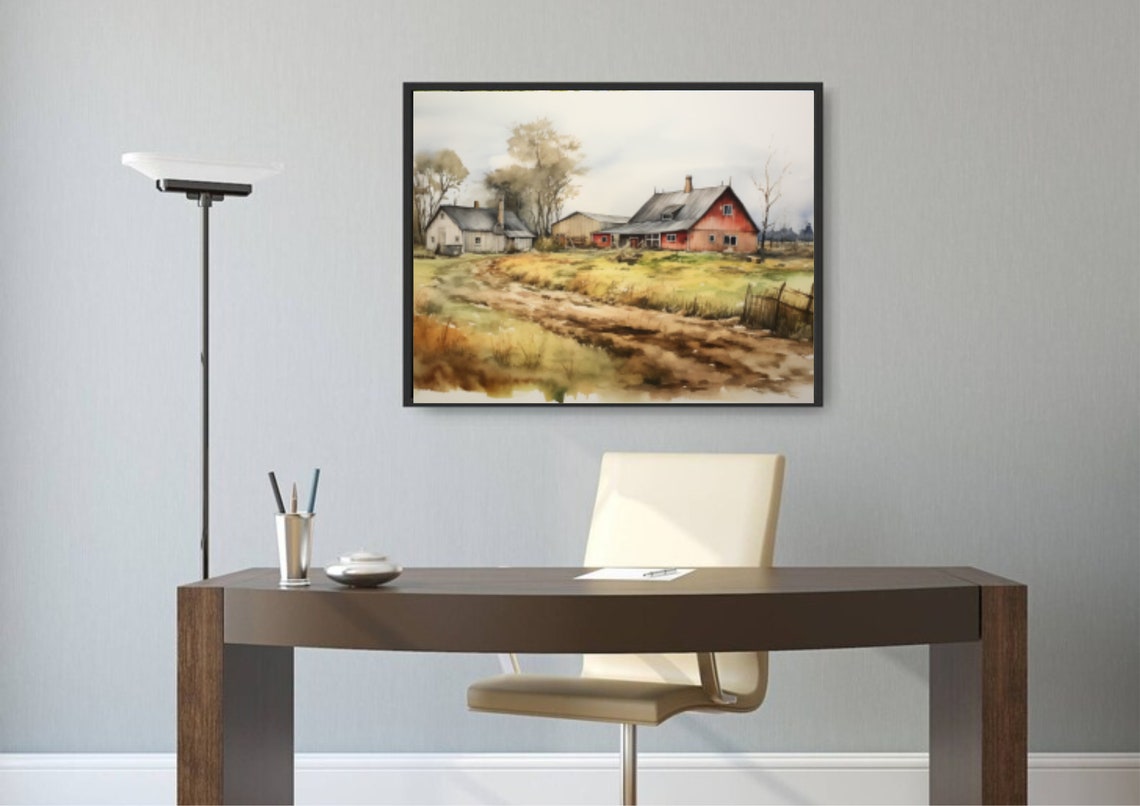 Red Barn Watercolor Painting Vermont Farmhouse Art Print Red Barn Art Print Country Vermont Landscape Watercolor Large Art Print Vermont Art - Image 4