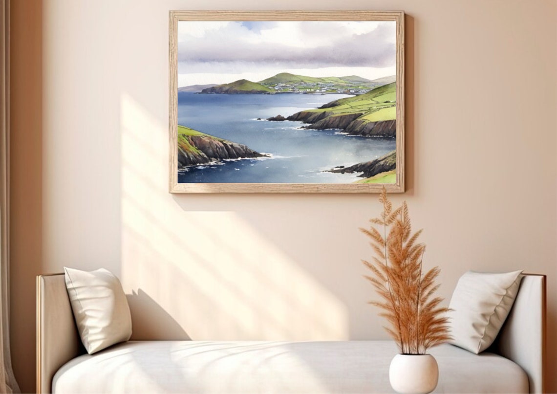 Dingle Peninsula Ireland Irish Coastline Cliffs Watercolor Poster - Image 2