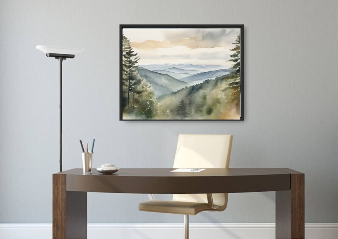 Smoky Mountains Watercolor Art Print, Appalachian Landscape - Image 5
