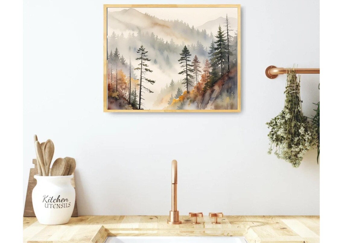Great Smoky Mountains North Carolina Watercolor Art Print - Image 4